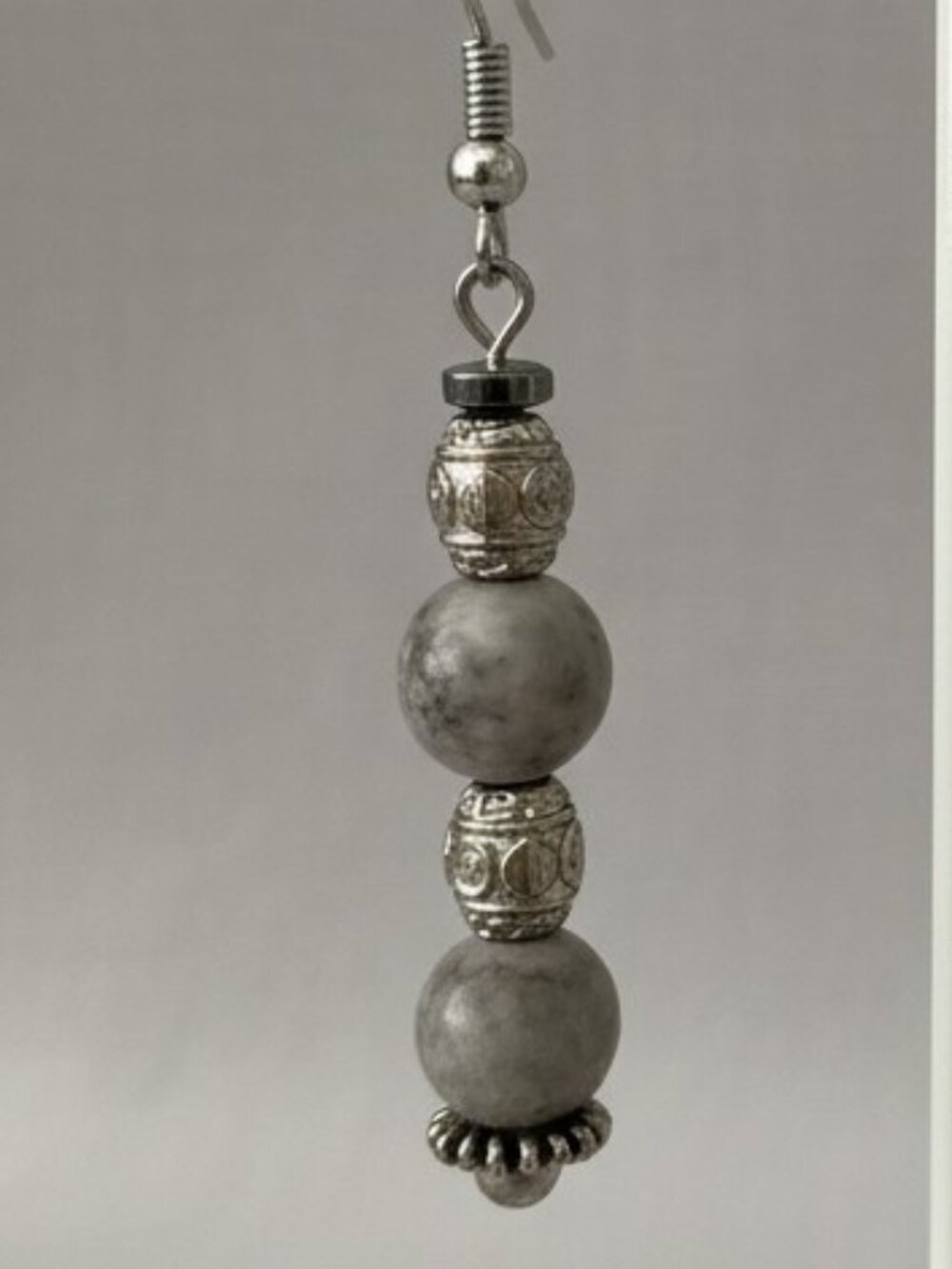 Grey Scenery Jasper Earrings - Picture 3 of 4